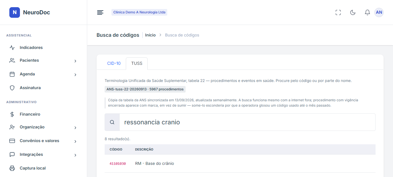 Busca na TUSS