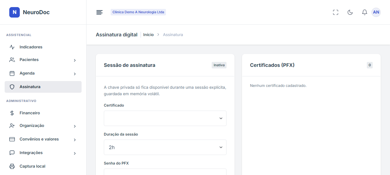 Certificados e sessão