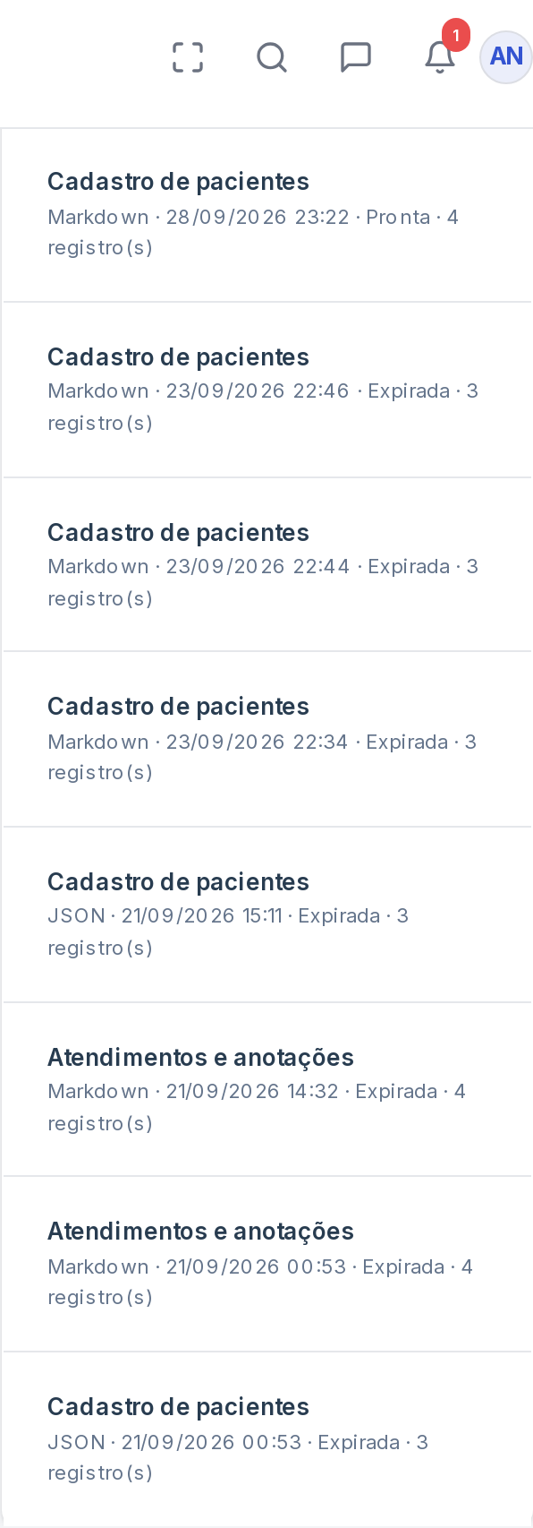 Exportação pronta