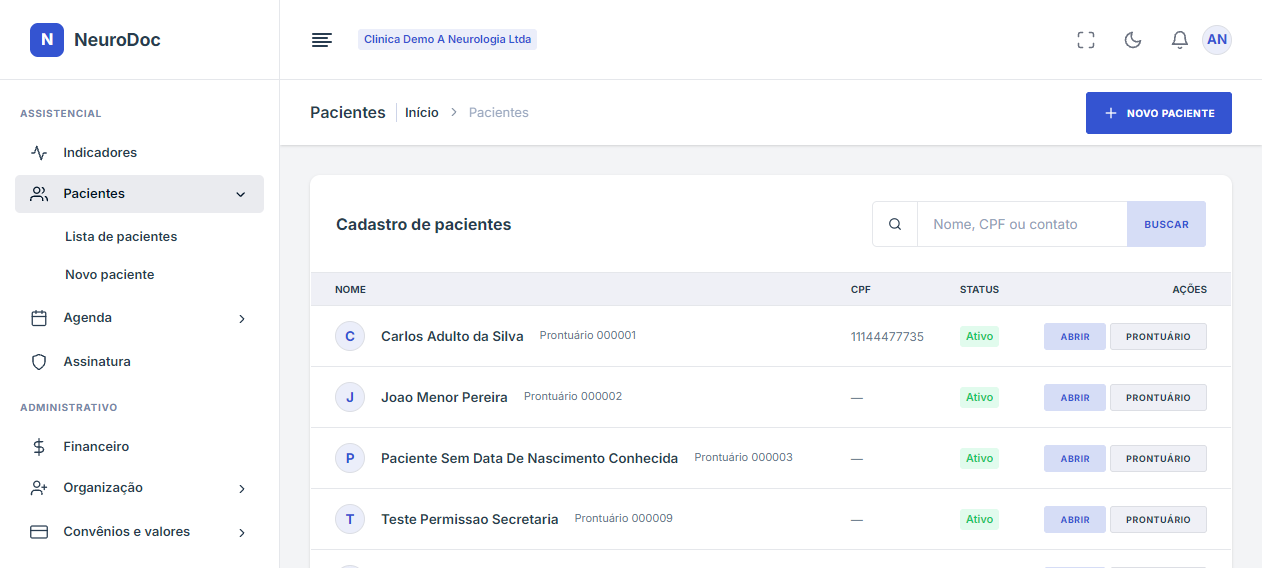 Lista de pacientes